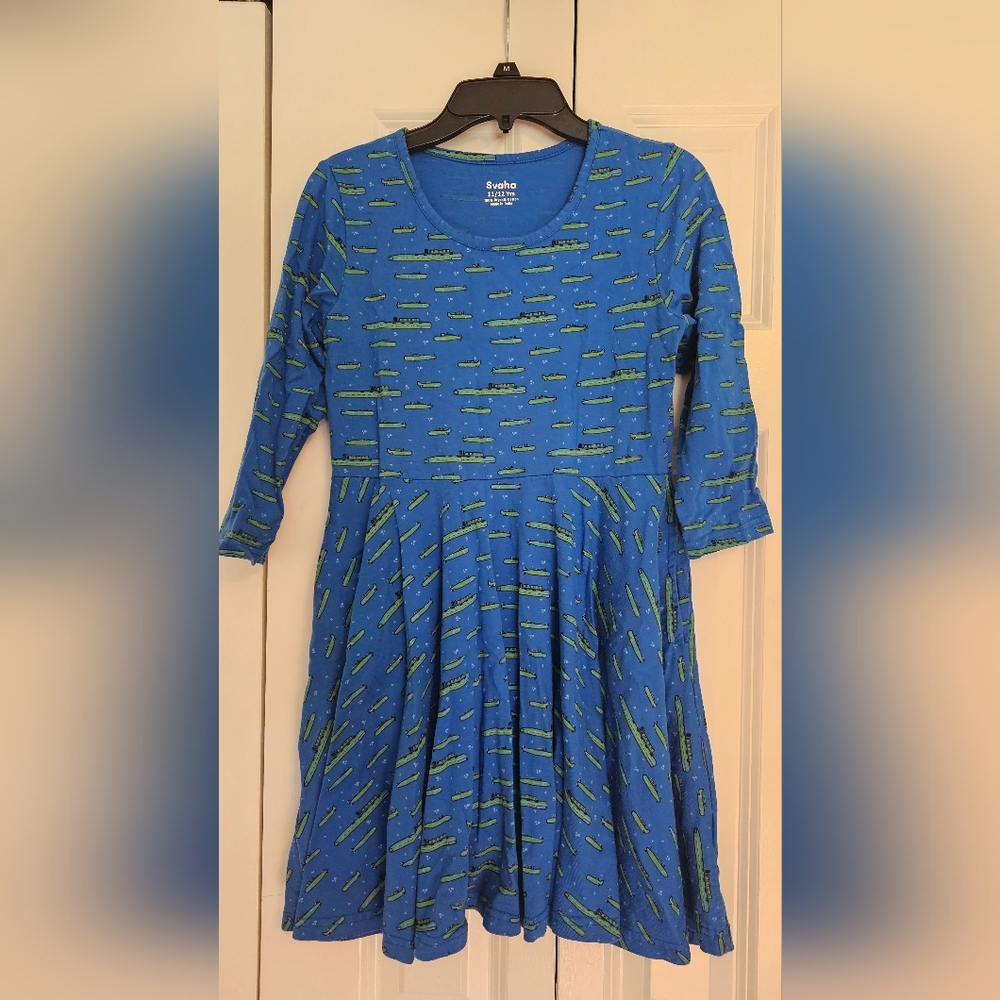 Blue Dress with Green Pickle Pattern